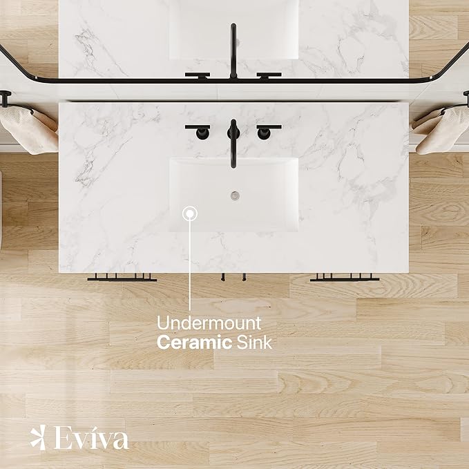 Eviva Graham 48 in. Oak Single Sink Bath Vanity with Arabescato Engineered Stone Top and Undermount Porcelain Sink