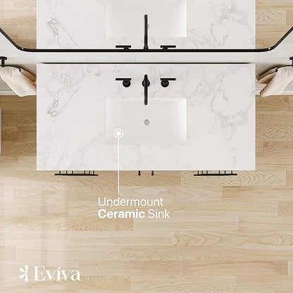 Eviva Graham 48 in. Oak Single Sink Bath Vanity with Arabescato Engineered Stone Top and Undermount Porcelain Sink