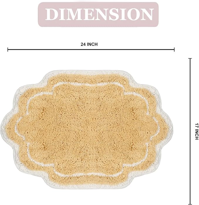 Home Weavers Allure Collection 100% Cotton Tufted Bathroom Rug, Soft and Absorbent Bath Rugs, Non-Slip Bath Carpet, Machine Wash Dry Bath Mats for Bathroom Floor, 17"x24" Bath Rug, Yellow