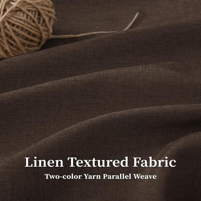 BTTN Boho Scalloped Linen Textured Cloth Shower Curtain Set, 60x84, Brown | Narrow Long Size, 230GSM Waterproof Polyester, Heavy Duty Fabric, 10 Plastic Hooks, Modern Farmhouse Style, Machine Washable
