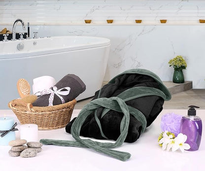NY Threads Mens Robe with Hood, Luxury Plush Fleece Hooded Mens Bathrobe, Spa Bath Robe for Men