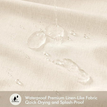 ANRODUO Cream White Linen Textured Fabric Shower Curtain Set - W72xL84 | Farmhouse Shower Curtain with 12 Metal Hooks, Waterproof Heavy Duty, Button Hole Design, Machine Washable for Bathroom