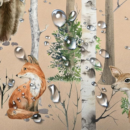 JAWO Rustic Forest Shower Curtains, Lodge Cabin Woodsy RV Shower Curtain, Wildlife Animals Woodland Campers Camping Bathroom Set with Hooks, 54x72 Inch, Brown