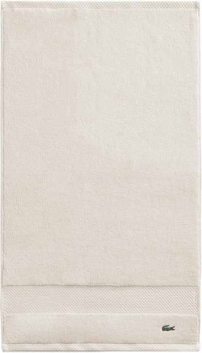Lacoste Heritage 100% Supima Cotton Hand Towel, Chalk, 16" x 30" – Highly Absorbent & Quick Drying, Premium Super Soft Bath Towel, Bathroom Essential, Gift for All Occasions, Machine Washable