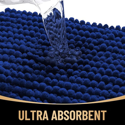 OLANLY Thick Chenille Bathroom Runner Rugs 70x24, Absorbent Bath Mat, Navy | Soft Bath Rugs, Rubber Backing, Machine Wash Dry, Bath Mats for Bathroom, Tub and Shower, Home Decor Accessories