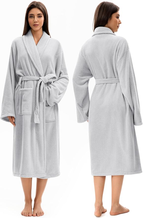 Soft Robe For Women，Warm Plush Bath Robes Female，Spa Towel After Shower Lightweight Long Bathrobe