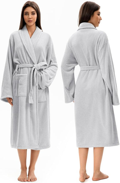 Soft Robe For Women，Warm Plush Bath Robes Female，Spa Towel After Shower Lightweight Long Bathrobe