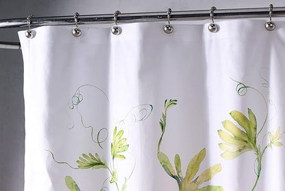 Maison d' Hermine Shower Curtain 100% Cotton One Panel 70"x72" Washable Fabric Shower Curtains for Bathroom, Easy Hanging with 12 Button Holes - Home Hotel Spa Easter Gifts (Passion - White)