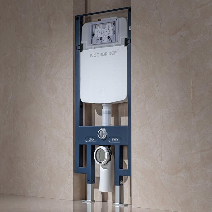 WOODBRIDGE In-Wall Toilet Tank with Polished Chrome Actuator Plate, 0.8 GPF/1.60 GPF Dual Flush,Carrier System for 2 x 4 stud installation, WHTA001