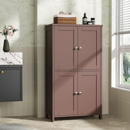 Shintenchi Bathroom Storage Cabinet with Doors and Shelves, Floor Cabinets for Washroom Furniture, Laundry Room, Organization with Adjustable Shelf, Brown