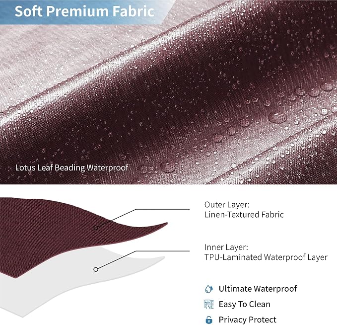 Waterproof Fabric Shower Curtain,No Liner Needed,72x72,Purple | 2-in-1 Design,Linen Textured,100% Waterproof TPU-Laminated Backing,Magnetic Weighted,Machine Washable,For Bathroom,Hotel