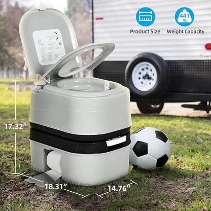 YITAHOME Portable Toilet 6.34 Gallon Camping Porta Potty with Paper | Handle Pump, Rotating Spout, for Boating, Hiking, Trips, Grey
