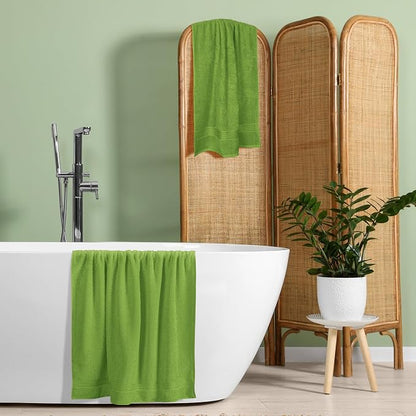 Cotton 2 Pack Oversized Bath Towel Set 28x55 inches, Large Bath Towels, Ultra Absorbant Compact Quickdry & Lightweight Towel, Ideal for Gym Travel Camp Pool - Kiwi Green