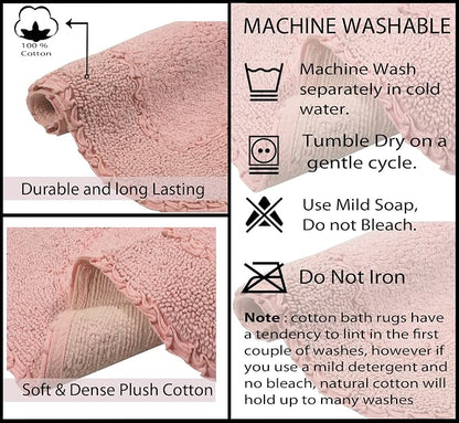 Home Weavers Radiant Collection 100% Cotton Bathroom Rugs Set, Machine Washable Rug, Extra Soft and Absorbent Bath Rug, Kitchen Mat, Bath Mat Set, Bath Floor Mat Non Slip, 24"x40" Rectangle, Pink