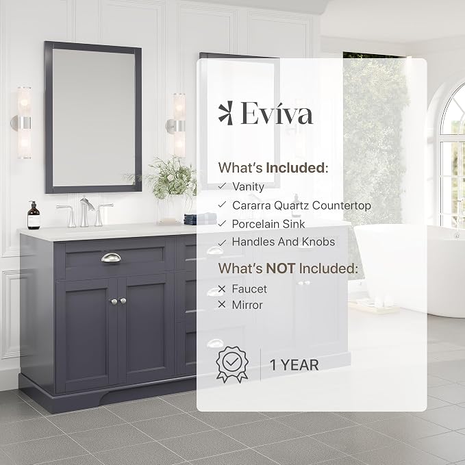 Epic 72 in. Charcoal Gray Double Sink Bathroom Vanity with White Carrara Quartz Countertop