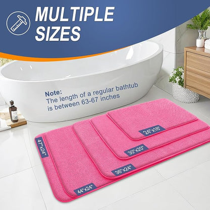 OLANLY Memory Foam Bathroom Runner Rugs 59x24, Absorbent Long Mat, Hot Pink | Soft Quick Dry Bath Rugs, Non-Slip Carpet, Machine Washable Mat for Bathroom Floor, Tub and Shower, Home Decor Accessories