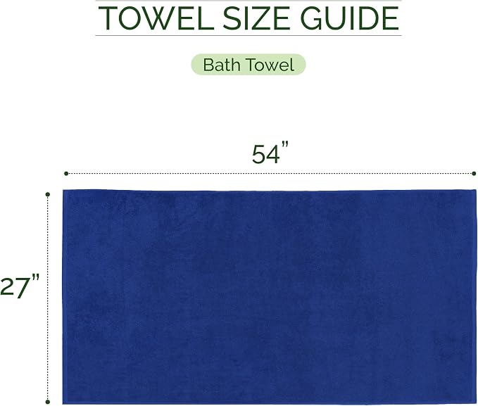 Elegant Comfort 100% Turkish Cotton Corduroy Ribbed Luxury Soft 2 Pack Bath Towels 27 x 54 Inch - Ultra Plush, Absorbent, Quick Dry, Hotel Spa Quality Towels for Bathroom Essentials, Royal Blue
