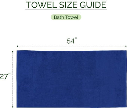 Elegant Comfort 100% Turkish Cotton Corduroy Ribbed Luxury Soft 2 Pack Bath Towels 27 x 54 Inch - Ultra Plush, Absorbent, Quick Dry, Hotel Spa Quality Towels for Bathroom Essentials, Royal Blue