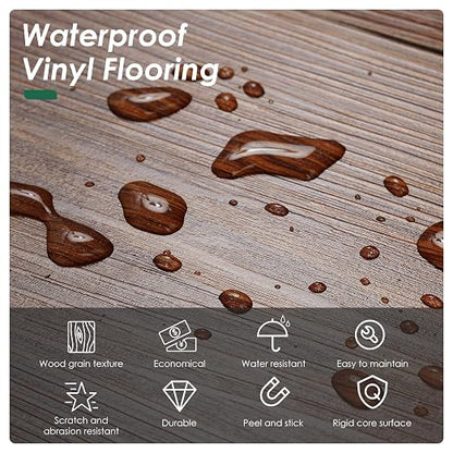VallisCo 36-Pack Peel and Stick Vinyl Flooring - Self-Adhesive Waterproof Vinyl Flooring for Bedroom, Kitchens, Living Spaces, Unique Design, Easy to Install Floor Covers 54 Sq. Ft Red Brown