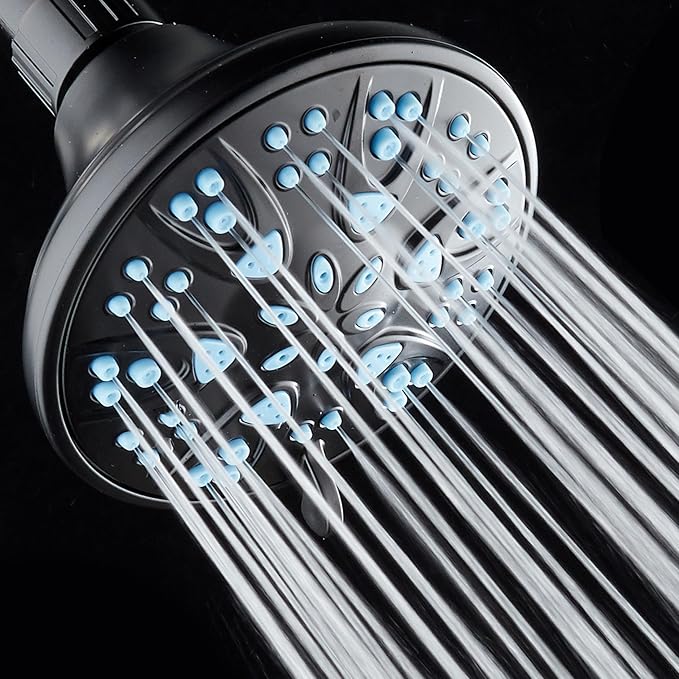 AquaDance Antimicrobial High Pressure 6-mode Anti-clog Luxury Shower Head | More Power, Better Shower Hygiene! Lifetime Antimicribial Nozzle Protection from Mold & Bacteria. Angle Adjustable - Black