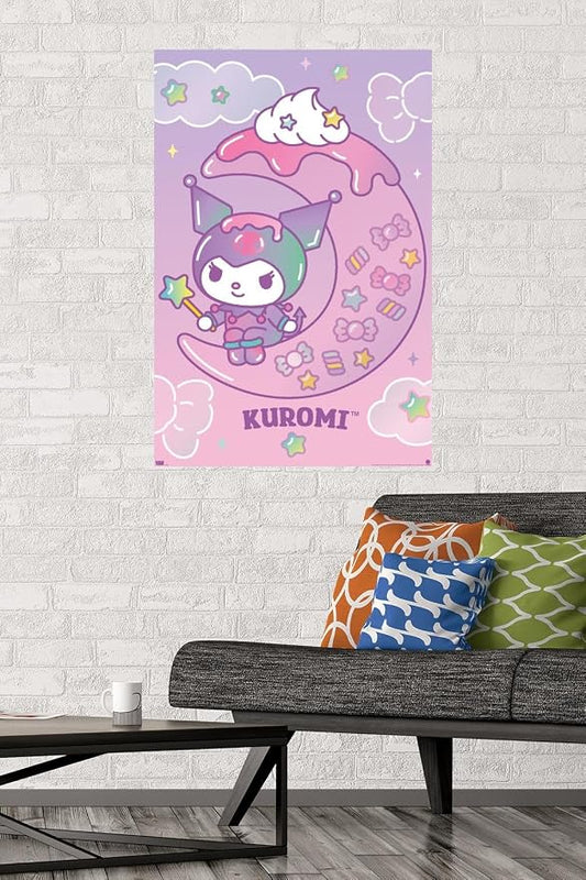 Trends International Hello Kitty and Friends: 24 Dreamland - Kuromi Wall Poster, 34L x 22.4W, Premium Poster & Mount Bundle