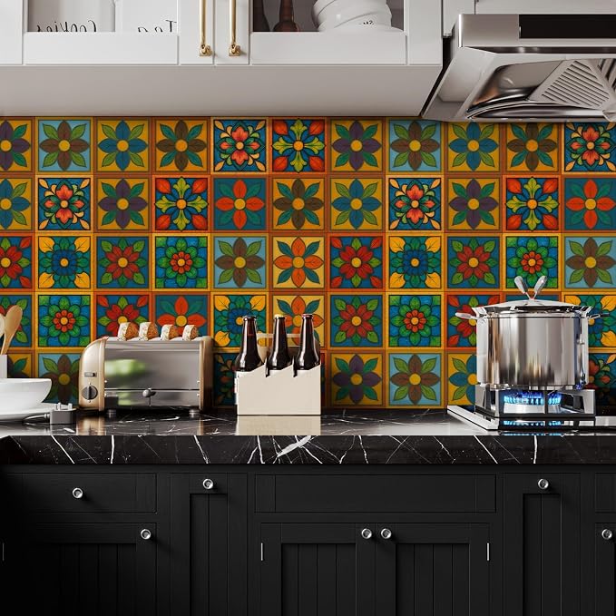 Easy Peel Stick wall Tile Stickers 6x6in Stick on backsplash Tiles,12Pcs | removable 3D tile for kitchen RV bathroom laundry backsplash decor,Ultra-high-definition printed 4-leaf-clover pattern