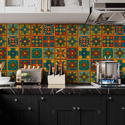 Easy Peel Stick wall Tile Stickers 6x6in Stick on backsplash Tiles,12Pcs | removable 3D tile for kitchen RV bathroom laundry backsplash decor,Ultra-high-definition printed 4-leaf-clover pattern