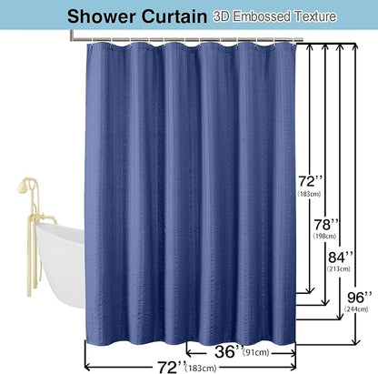 Aiyufeng Royal Blue Stall Fabric Shower Curtain - Soft & Lightweight Small Shower Curtain with Texture for Narrow Stall Size, Machine Washable - 36x72, Blue