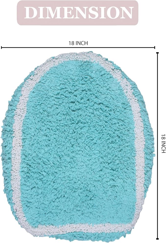 Home Weavers Allure Collection Toilet Lid Cover, Elastic Edges, 100% Cotton Soft Universal Fit for Standard Oblong Round Elongated Bath Room Bowl Lids, Washable, 18"x18" Toilet Lid Cover, Turquoise