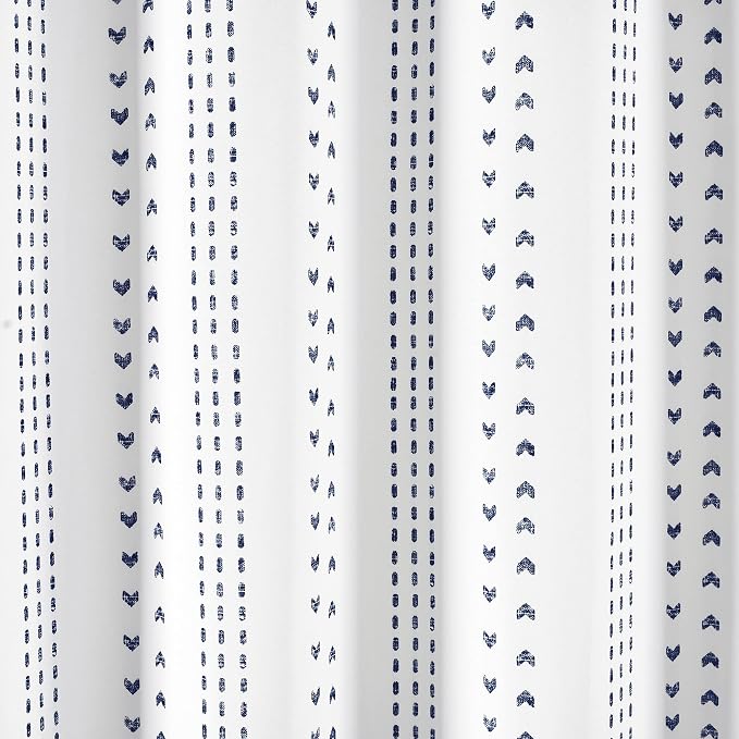 Lush Decor Hygge Stripe Shower Curtain, 72" x 72", Navy & White