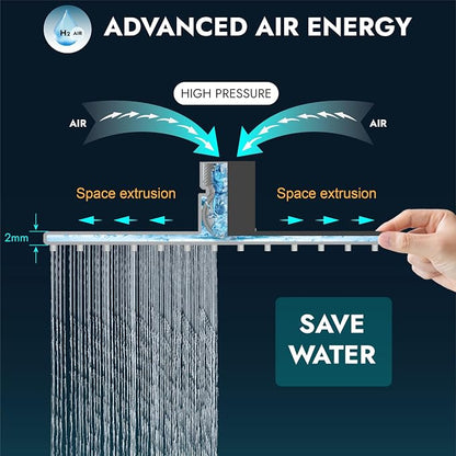 Midanya Square Rain Shower Head,High Pressure,Matte Black 16 Inch | 360°Swivel,Ceiling or Wall Mount,Waterfall Full Body Coverage,Bathroom Remodel,Stainless Steel Large Rainfall Shower Head