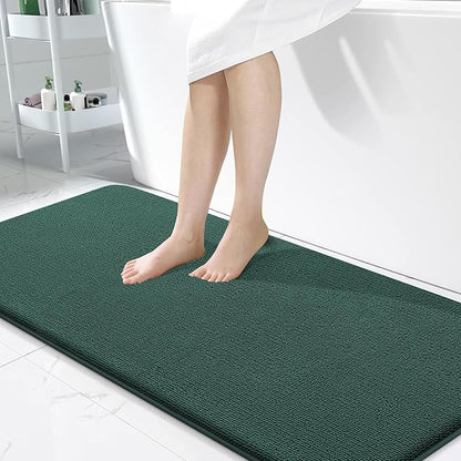 OLANLY Memory Foam Bathroom Runner Rugs 47x24, Long Mats, Blackish Green | Soft Quick Dry Bath Rugs, Non-Slip, Absorbent Machine Washable Mat for Bathroom Floor, Tub and Shower, Home Decor Accessories