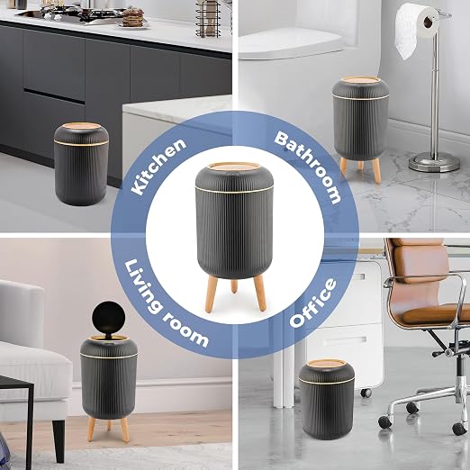 Pukomc Smart Sensor Wastebasket, Convenient and Hygienic Easy to Use | Technology Sensor Waterproof Wastebasket Plastic Trash Can for Kitchen, Bathroom, Bedroom, Living Room, Office and Outdoor