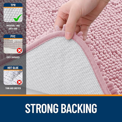 OLANLY Bathroom Runner Rugs 59x20, Extra Soft Absorbent Chenille Bath Rugs | Dusty Rose, Quick-Drying Rubber Backing, Washable Long Bath Mat for Bathroom Floor, Tub and Shower, Home Decor Accessories