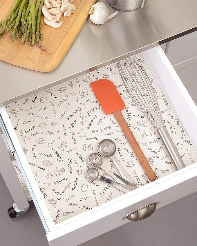Con-Tact Brand Creative Covering, Self-Adhesive Shelf Liner, Multi-Purpose Vinyl Roll, Easy to Use and Apply, 18'' x 16', Bon Appetit