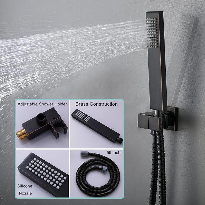Dual Shower Heads Shower System with 12 Inch Ceiling Rainfall Shower Head and 8 Inch Side Shower Head Digital Display Shower Fixtures Luxury Shower Faucet Set,Oil Rubbed Bronze