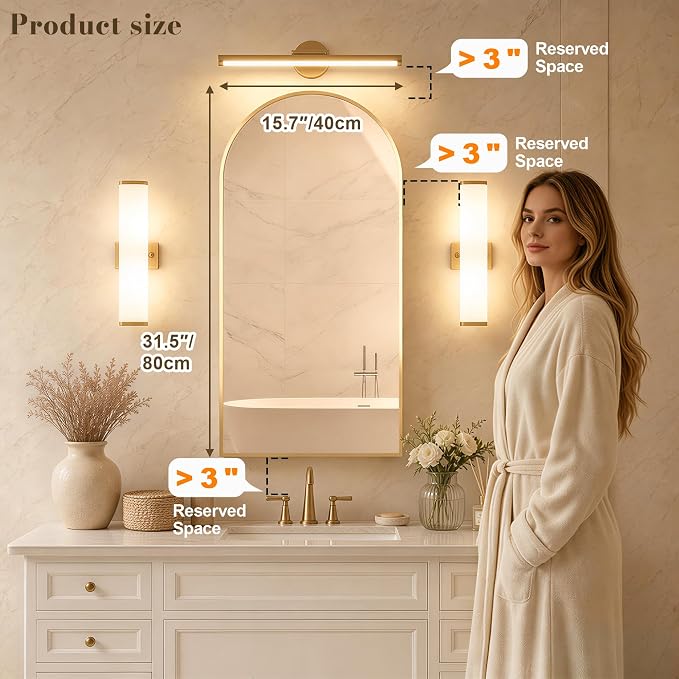 FKWin Gold Medicine Cabinet Mirror, Wall-Mounted Mirror Cabinet, 16x32 Inch | Medicine Cabinets for Bathroom, Easy Install, Adjustable Shelves, Reversible Door, Apartment and Small Bathroom Upgrade