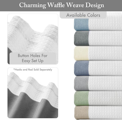 Madison Park Spa Waffle Weave Extra Long Shower Curtain, 72 x 84, Charcoal | Striped, Pieced Fabric Design, 3M Scotchgard Moisture Management, Hotel Quality, Modern, for Bathroom, OEKO-TEX Certified