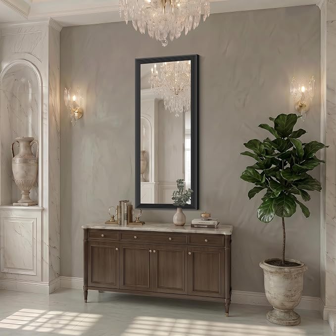 DESBING 20"x48" Black Bathroom Mirrors for Over Sink | 3MM Tempered Glass, Metal Frame, Rectangle Vanity Wall Mirror for Bathroom, Living Room, Bedroom, Horizontally or Vertically