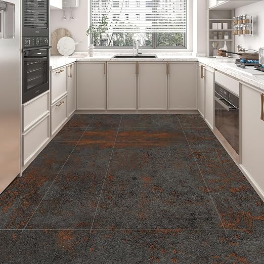 Art3d 30-Pack Peel and Stick Vinyl Floor Tiles, 12 x 12 in, Rust Granite | Anti-Slip, Waterproof, Stain-Resistant, Simple to Clean, Durable, Premium Vinyl, Ideal for Kitchen, Dining Room, Bedrooms