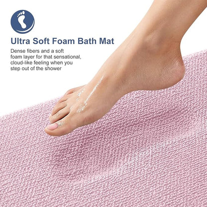 OLANLY Memory Foam Bathroom Runner Rugs 59x20, Long Bath Mats, Dusty Rose | Soft Quick Dry Bath Rugs, Non-Slip, Absorbent Machine Washable Mat for Bathroom Floor, Tub and Shower, Home Decor Accessories