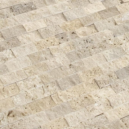 SUNWINGS 5-Sheet Peel and Stick Mosaic Natural 3D Stone Self Adhesive Travertine Tiles, 10.63" x 11.22" Stick on Backsplash for Kitchen Bathroom Fireplace Vanity, Beige