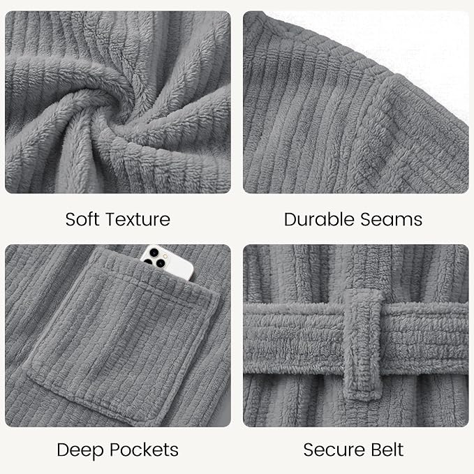 PJGGZ Men's Shawl Collar Bathrobe, Soft Long Towel Robe for Men - Super Absorbent Quick Dry yet Warm