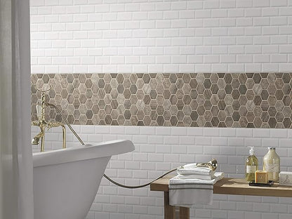MSI Driftwood Hexagon Glass Mesh-Mounted Mosaic Tile, 11.02 in. x 12.76 in. (14.65 sq. ft./case) for Kitchen Backsplash, Bathroom Wall, Accent Wall, and Shower