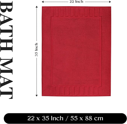 Superior 100% Cotton Bathmat Set, Bath Mat, Bathroom Decor, Shower, Bathtub Essentials, Home Accessories, Washable Rug, Absorbent, Quick Dry, Leo Collection, Set of 2, 22" x 35", Cranberry