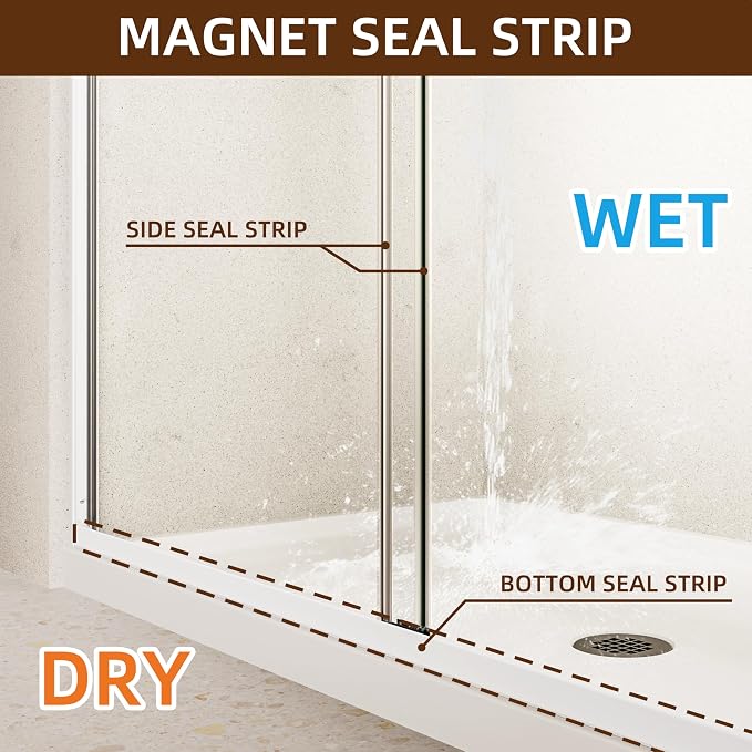 Royal Guard 56-60" W x 72" H Double Sliding Shower Door,Matte White | Semi-Frameless Glass Shower Door with 1/4'' (6mm) Clear SGCC Tempered Glass,Bypass Shower Enclosure,Easy to Clean&Waterproof