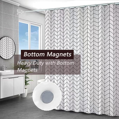 White Grid Shower Curtain Liner, 4G PEVA Shower Liner, Plastic Peva Waterproof Shower Curtains, 72x72 inch with Grommet Holes 3 Magnetic Weights