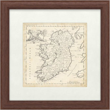 Trademark Fine Art Map of Ireland by T. Jeffreys, White Matte, Wood Frame 16x16, Multi-Color