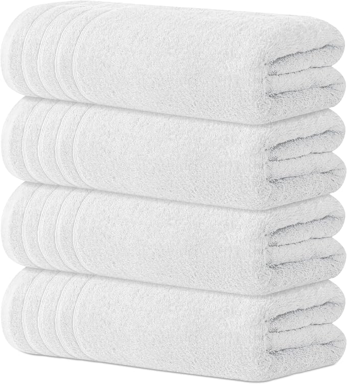 Avalon Towels Bath Towels Set of 4, Size 30 x 60 Inches - 60% Cotton, 40% Viscose Made from Bamboo, Soft and Absorbent, Quick Drying, Lightweight, Perfect for Daily Use
