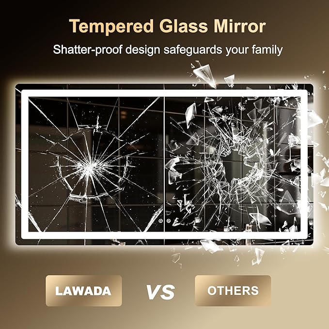 LED Bathroom Mirror, 30"x55" Bathroom Vanity Mirror with Lights for Wall, Smart Anti-Fog, Stepless Dimmable with 3 Color Mode, Backlit + Front Lit, Memory Function, ETL Listed